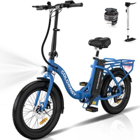 COLORWAY Vélo électrique Bleu, VAE Pliant 20", E-BIKE Vélo Assiatance électrique à 2 Modes de Conduite, Batterie 36V 12Ah 250W