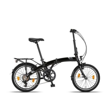 PACTO THREE - vélo pliant - 6 vitesses - freins sur jante - cadre en aluminium - unisexe - Shimano - haute qualité - noir